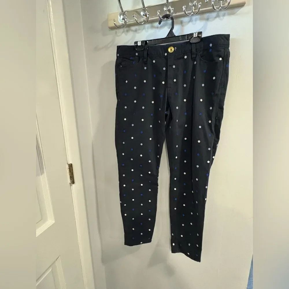 Banana Republic Blue Cropped Pants with Blue and White Dots